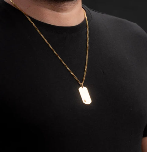 Κολιέ Dog Tag από Ανοξείδωτο Ατσάλι με Χάραξη Laser – Χρυσό ή Ασημί (με αλυσίδα)