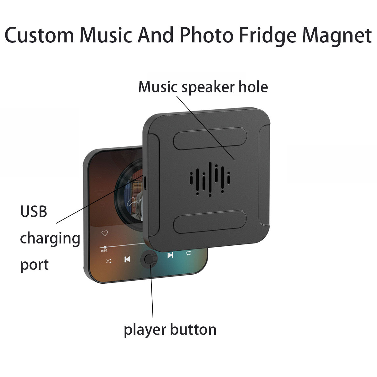 Εξατομικευμένο μαγνητάκι με θήκη για φωτογραφία που παίζει το αγαπημένο σας τραγούδι