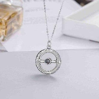 Ασημένιο κολιέ με γυροσκόπιο εξαιρετικής τεχνοτροπίας με πέτρα προβολής εικόνας