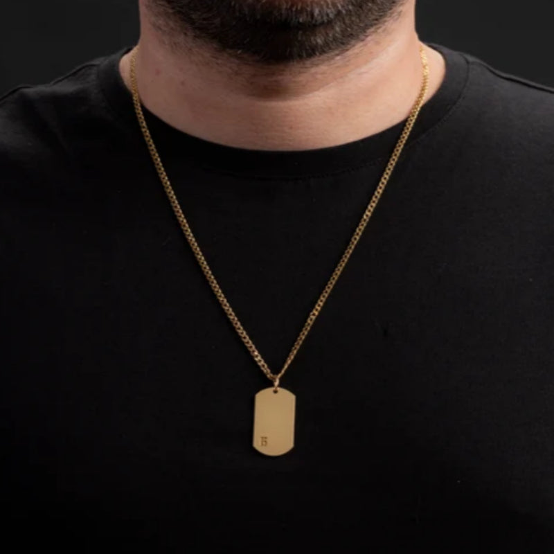 Κολιέ Dog Tag από Ανοξείδωτο Ατσάλι με Χάραξη Laser – Χρυσό ή Ασημί (με αλυσίδα)